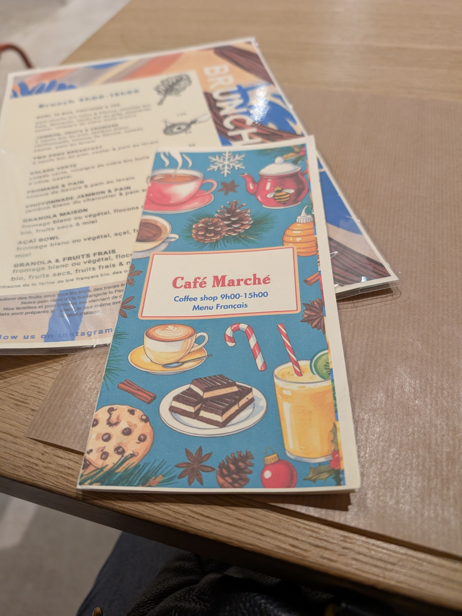 La carte du restaurant Café Marché situé dans le Vieux Nice.