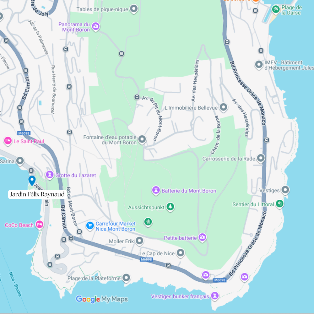 Carte du sentier littoral qui relie Nice à Villefranche-sur-Mer.