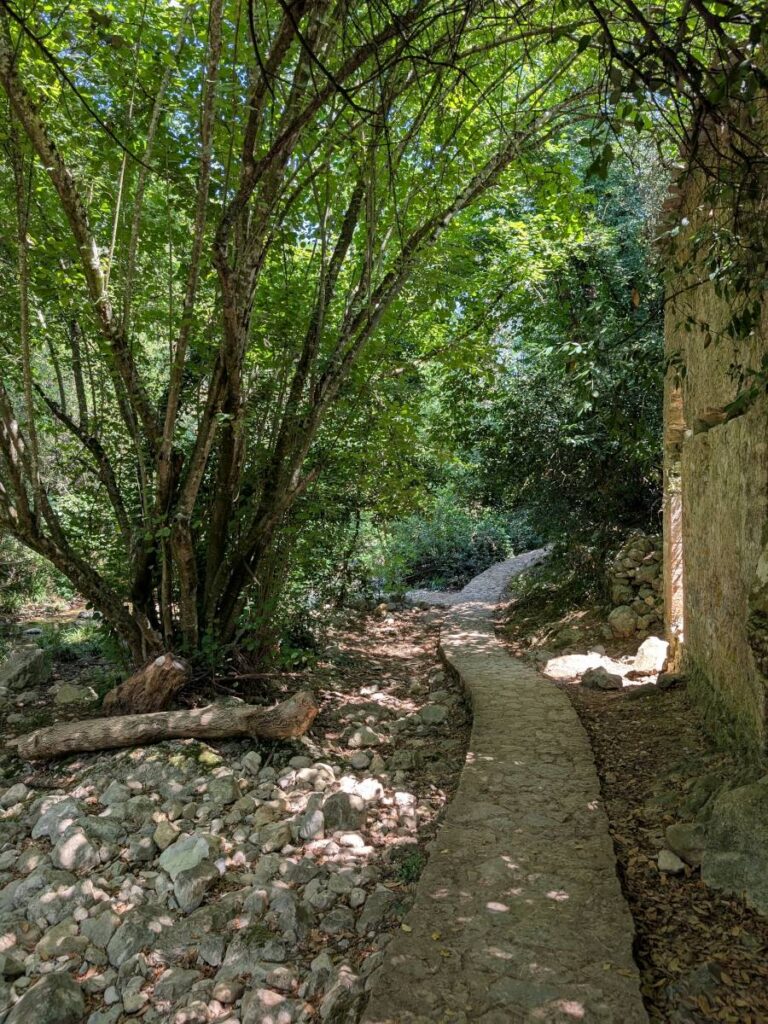 Un chemin qui serpente le long de la Brague.