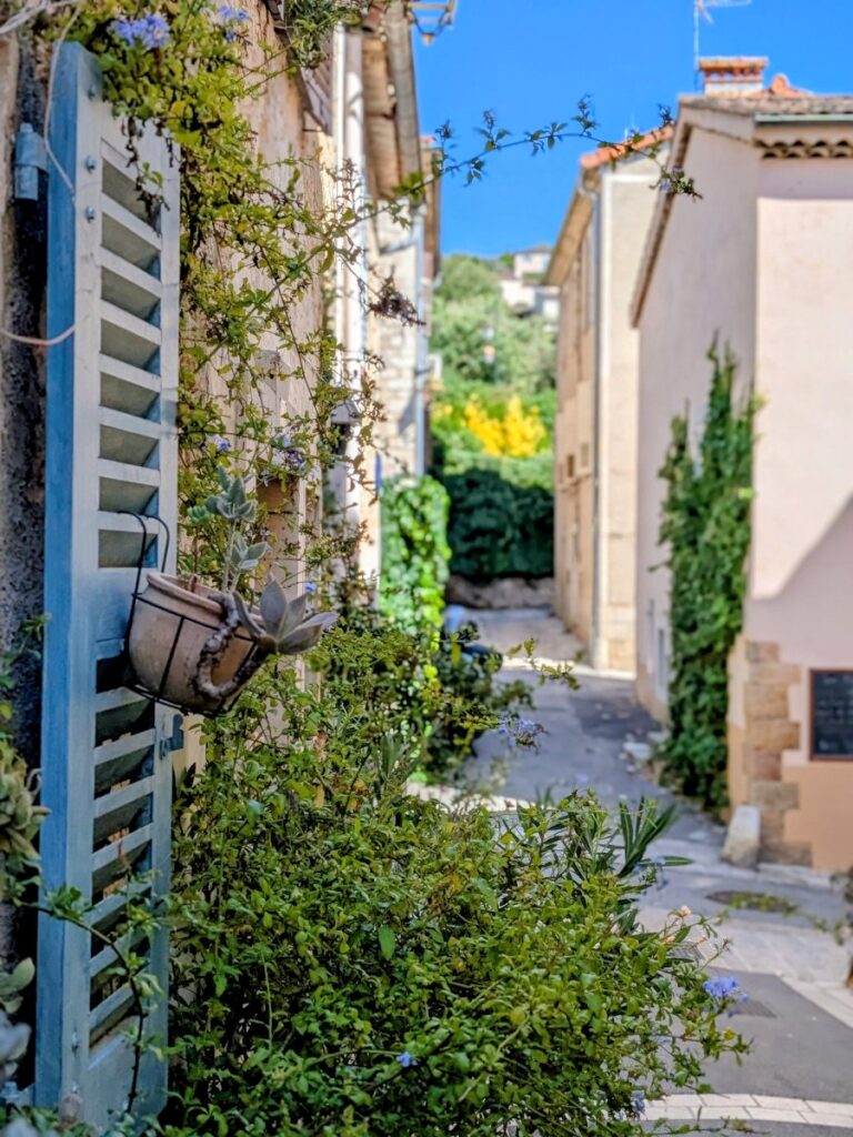 Une façade de maison fleurie à Valbonne.