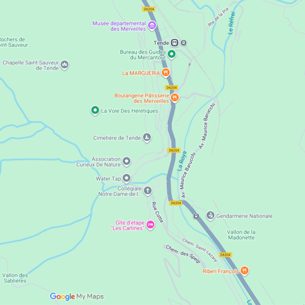 Carte de Tende dans le département des Alpes-Maritimes.