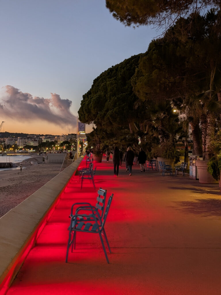 Visiter Cannes à pied de nuit.