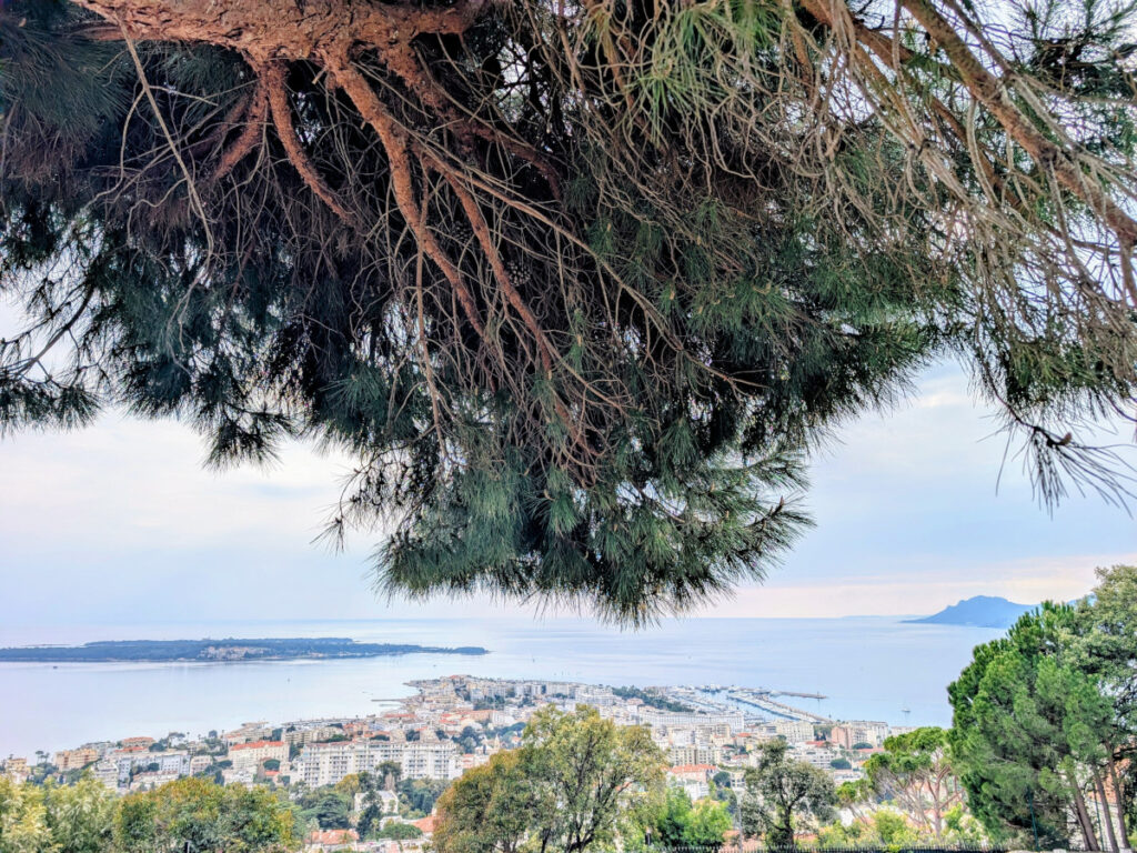 Les Îles de Lérins et Cannes depuis le chemin du canal de la Siagne.